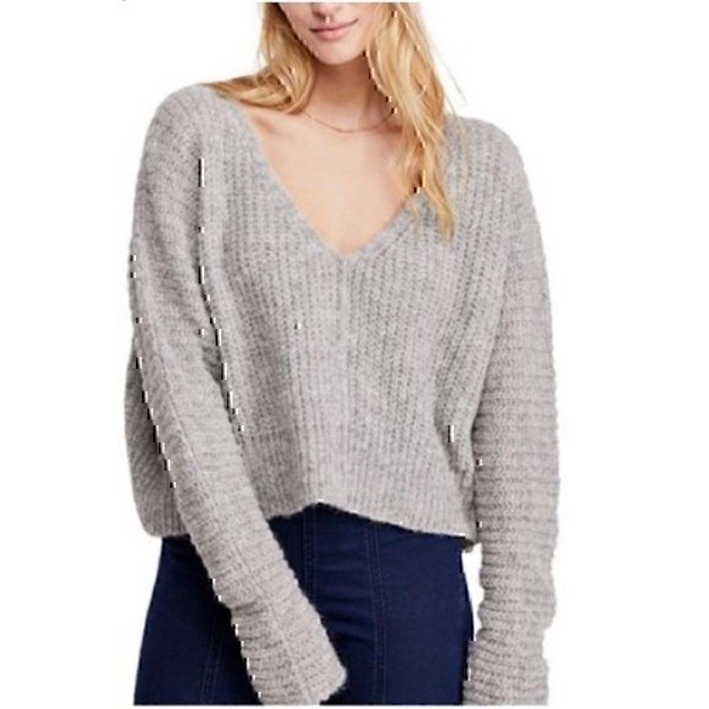 NWT‎ Free People Moonbeam V-Neck Sweater Grey Small